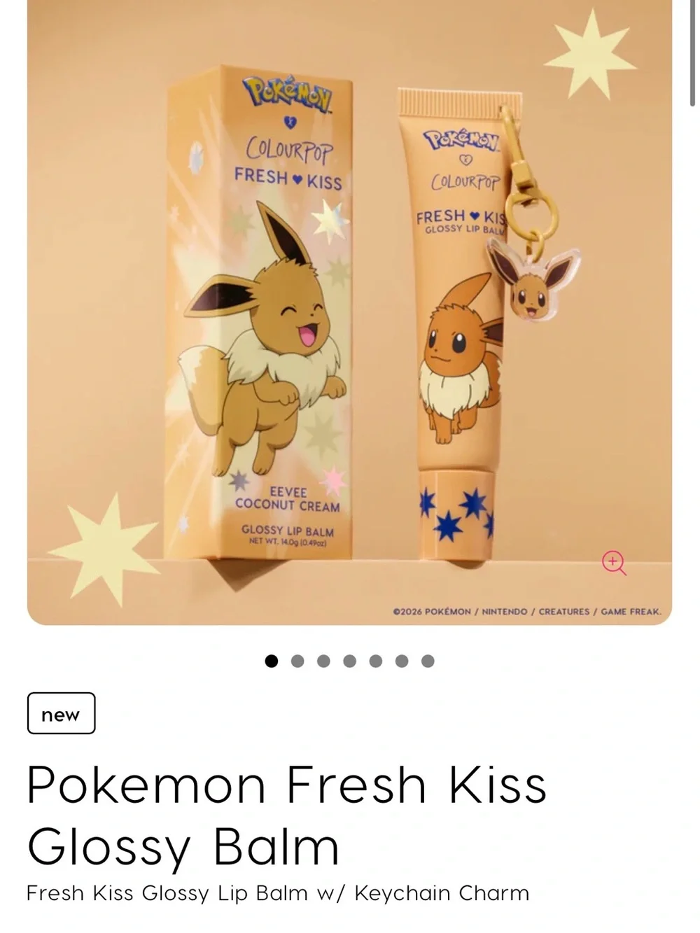 Colourpop Pokemon Fresh Kiss Glossy Lip Balm - Eevee Coconut Cream